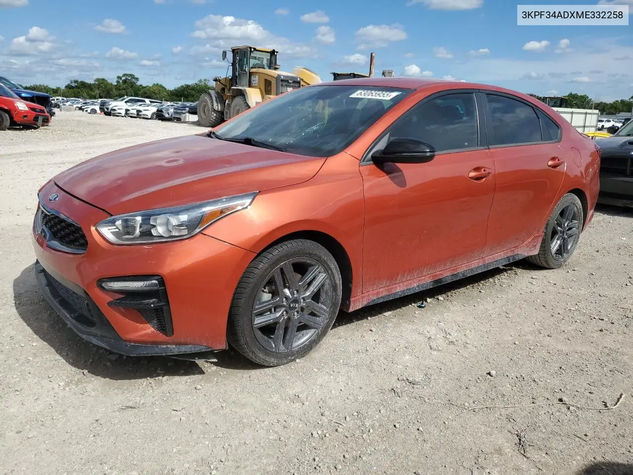2021 Kia Forte Gt Line VIN: 3KPF34ADXME332258 Lot: 63065955