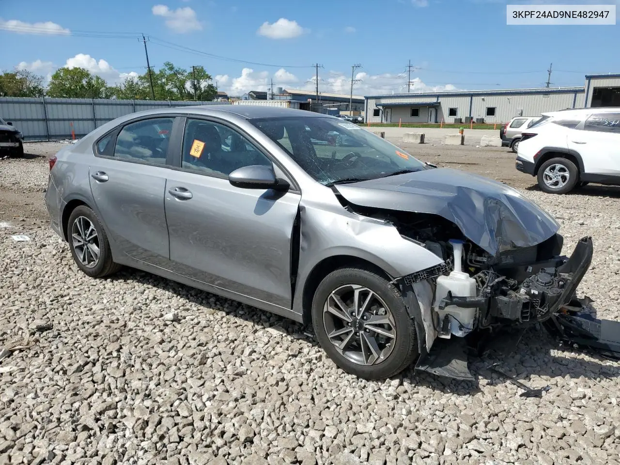 2022 Kia Forte Fe VIN: 3KPF24AD9NE482947 Lot: 56692345