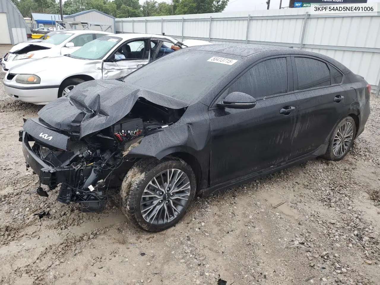 2022 Kia Forte Gt Line VIN: 3KPF54AD5NE491006 Lot: 58413715