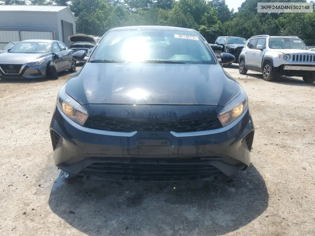 2022 Kia Forte Fe VIN: 3KPF24AD4NE502148 Lot: 61691665