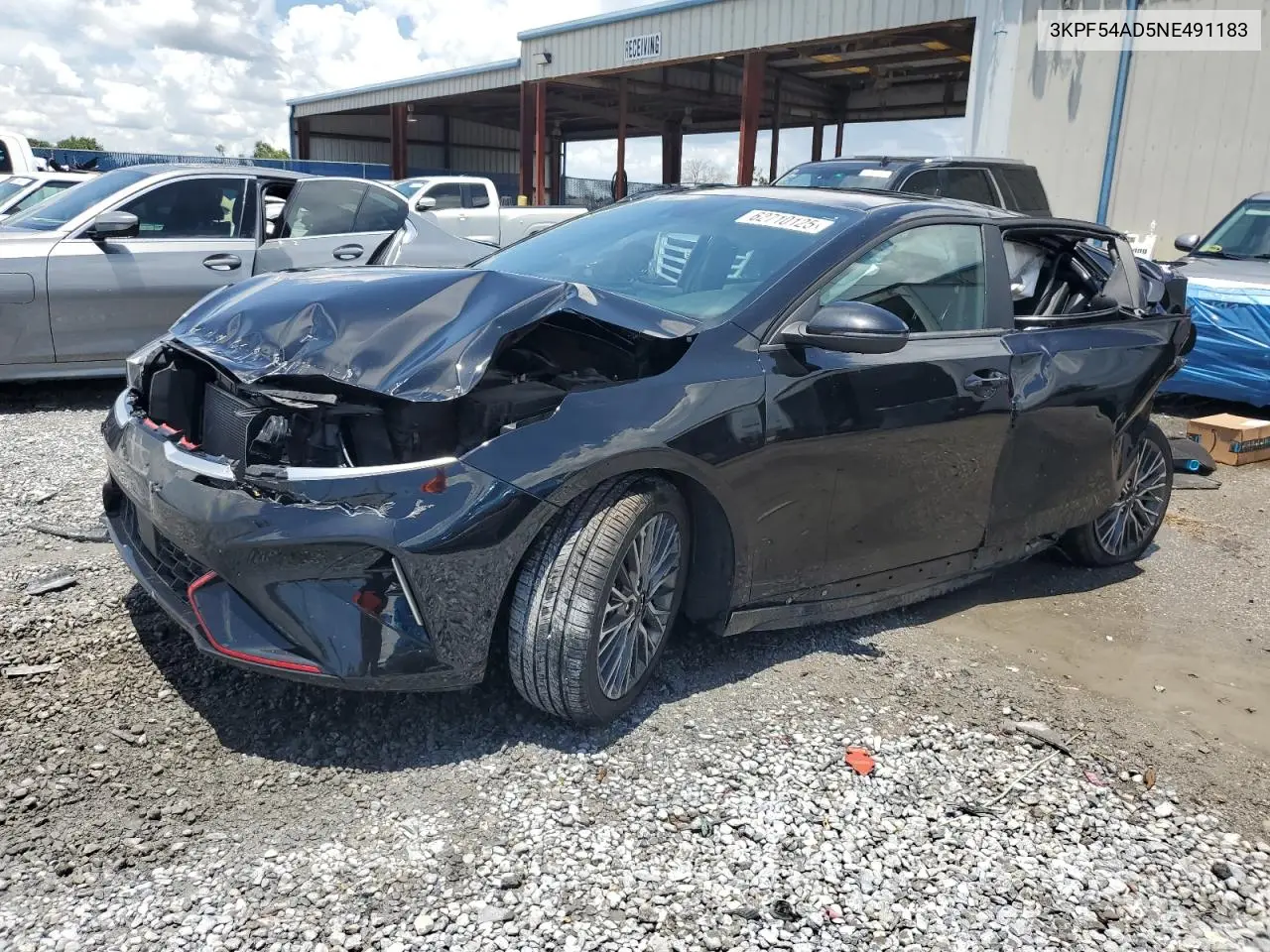 2022 Kia Forte Gt Line VIN: 3KPF54AD5NE491183 Lot: 62710125