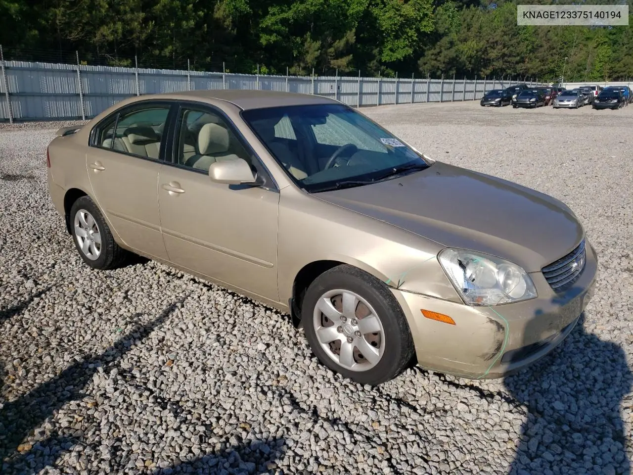 2007 Kia Optima Lx VIN: KNAGE123375140194 Lot: 54579815