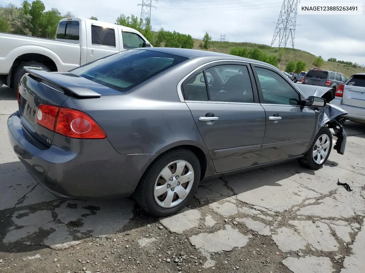 2008 Kia Optima Lx VIN: KNAGE123885263491 Lot: 56947015