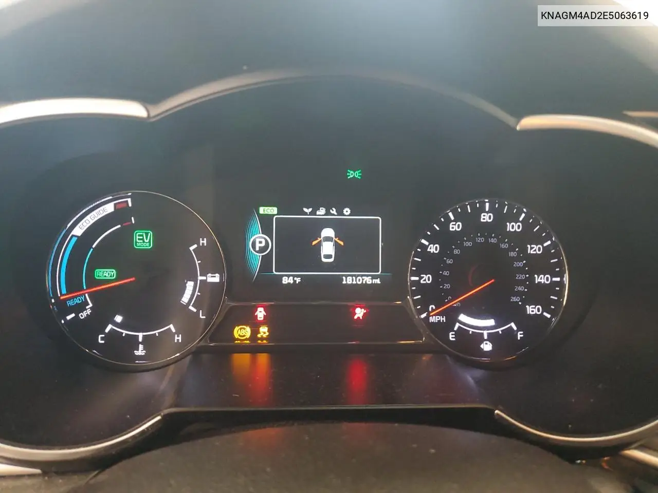 2014 Kia Optima Hybrid VIN: KNAGM4AD2E5063619 Lot: 65752135