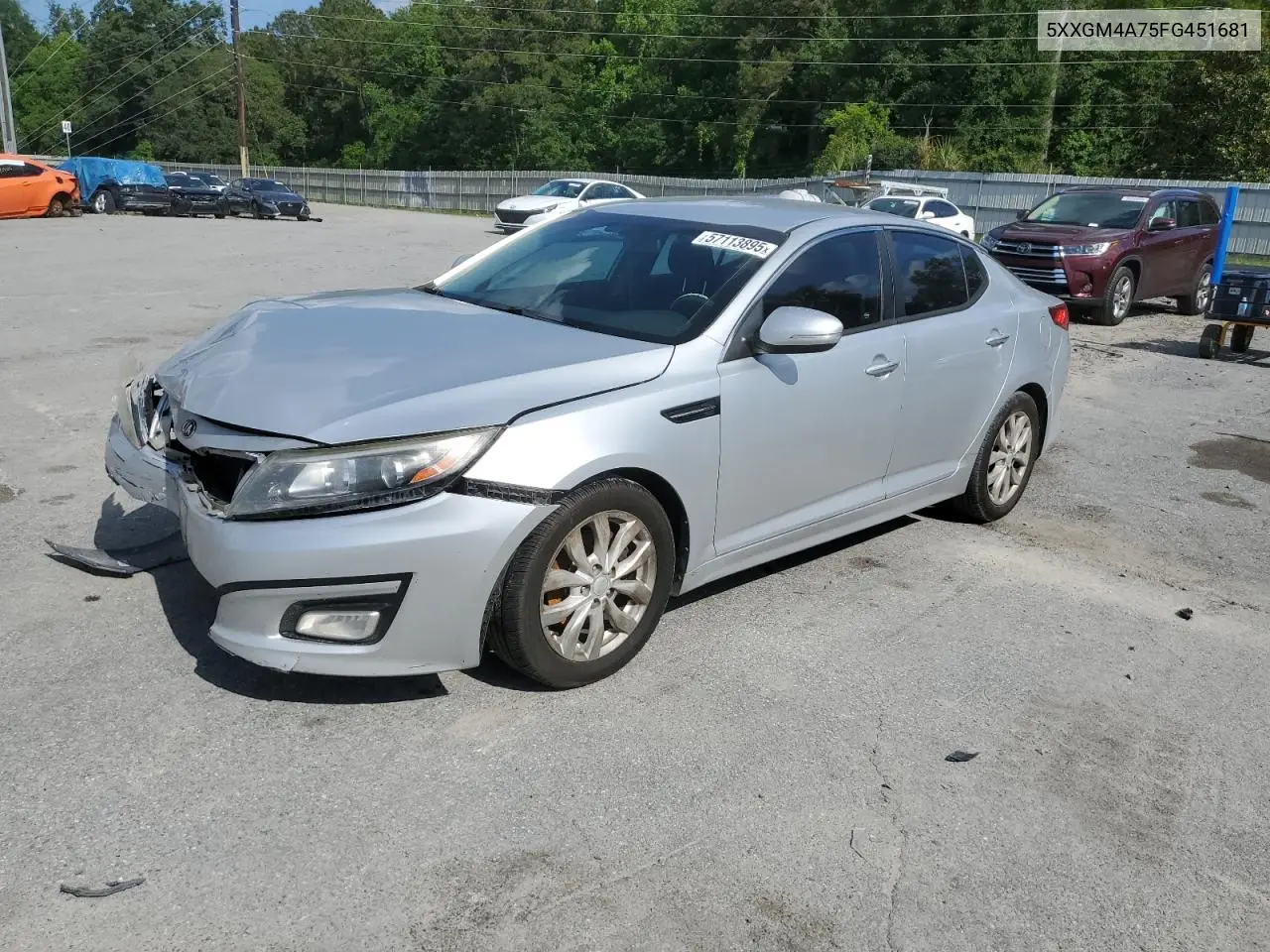 2015 Kia Optima Lx VIN: 5XXGM4A75FG451681 Lot: 57113895
