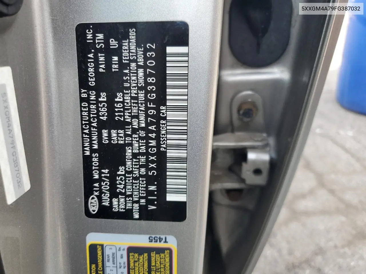 2015 Kia Optima Lx VIN: 5XXGM4A79FG387032 Lot: 65882205