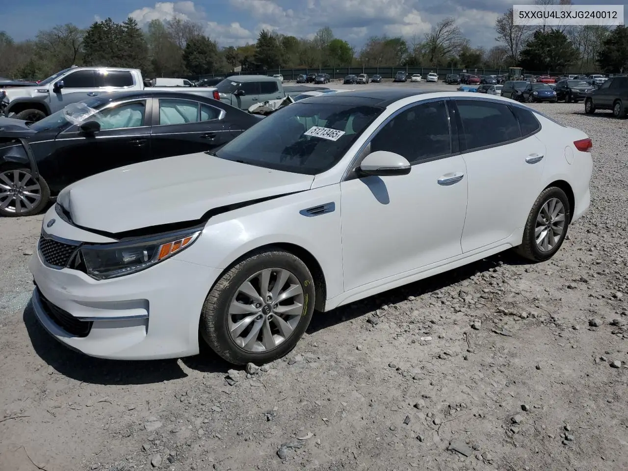 2018 Kia Optima Ex VIN: 5XXGU4L3XJG240012 Lot: 51213465
