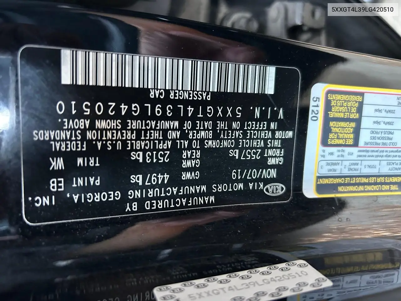 2020 Kia Optima Lx VIN: 5XXGT4L39LG420510 Lot: 66362365