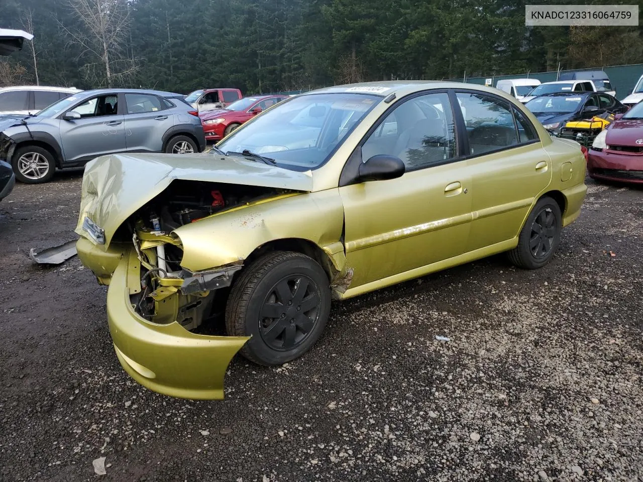 2001 Kia Rio VIN: KNADC123316064759 Lot: 83111504