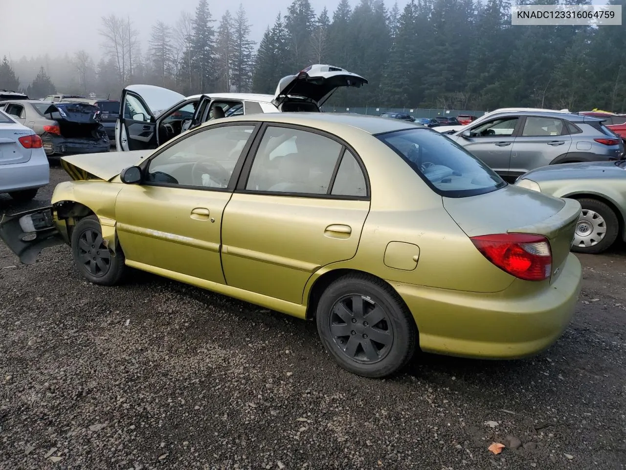 2001 Kia Rio VIN: KNADC123316064759 Lot: 83111504