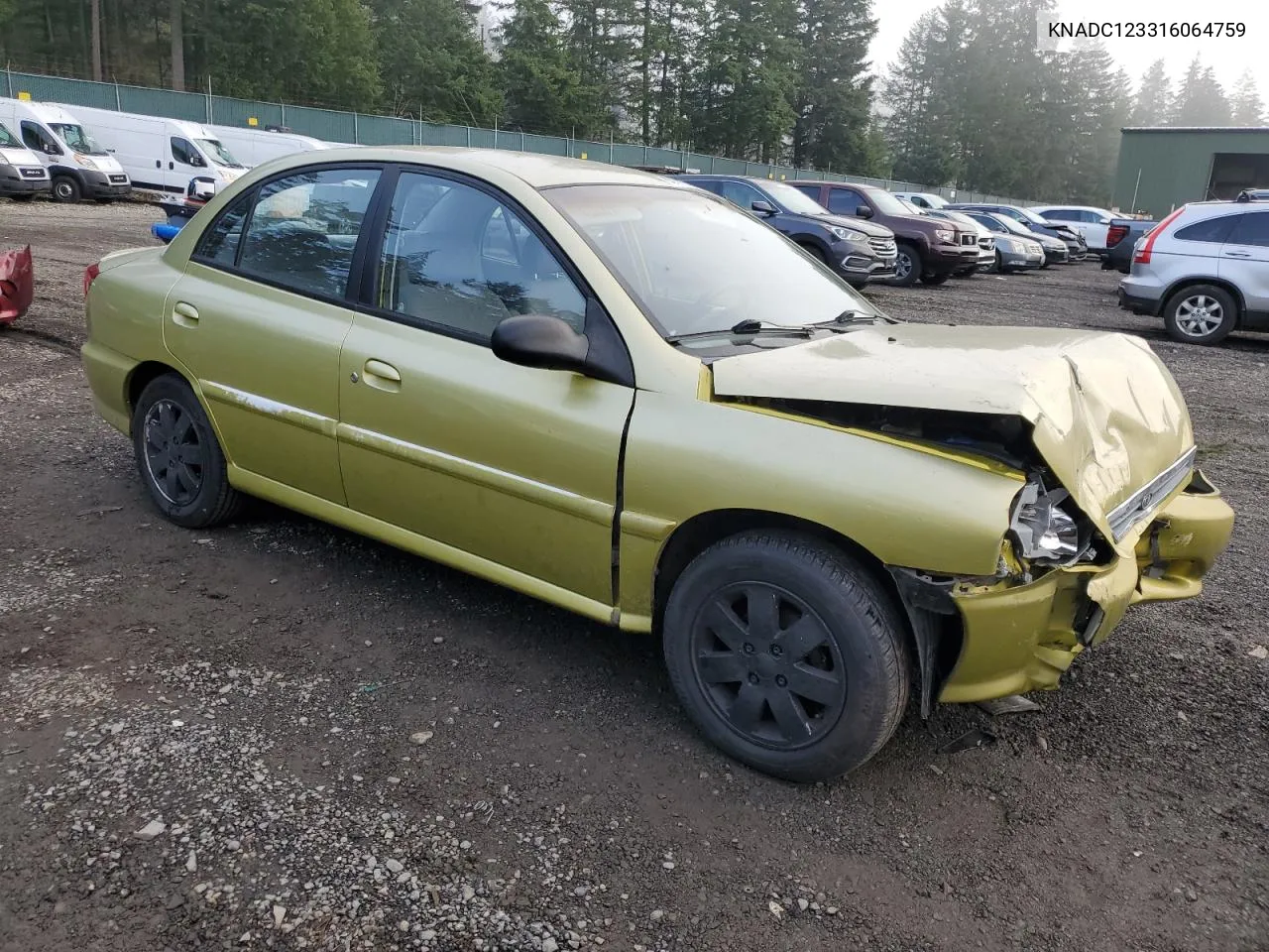 2001 Kia Rio VIN: KNADC123316064759 Lot: 83111504