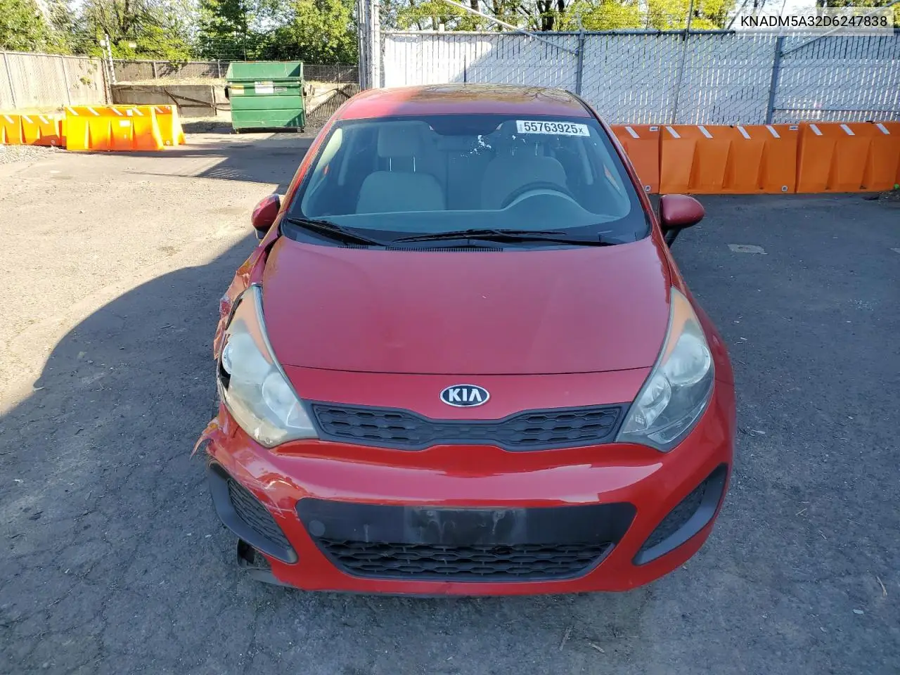 2013 Kia Rio Lx VIN: KNADM5A32D6247838 Lot: 55763925
