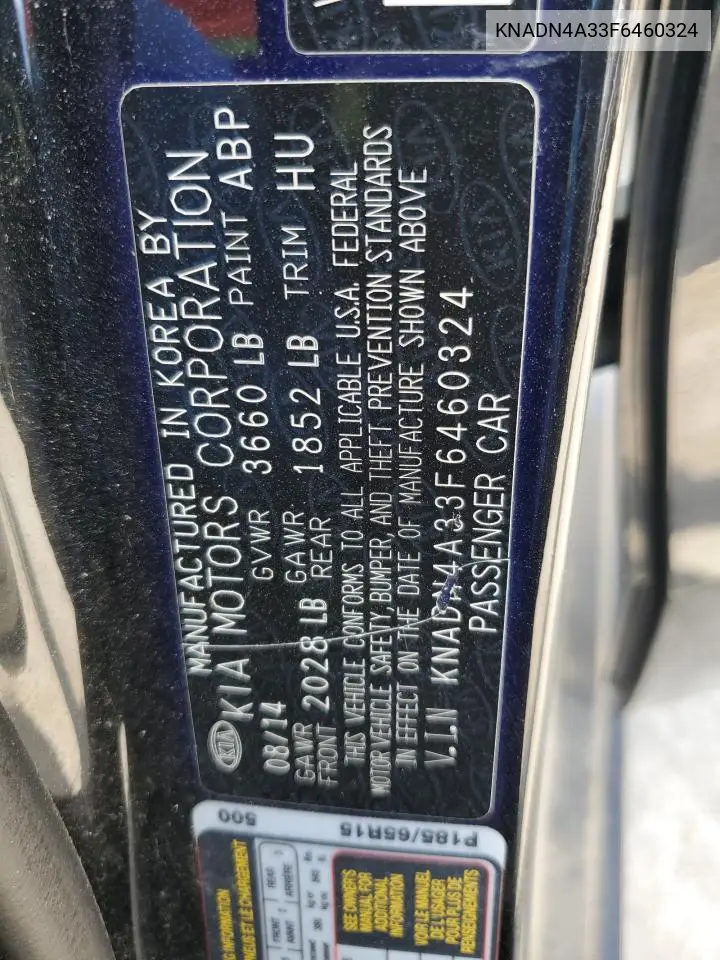 2015 Kia Rio Ex VIN: KNADN4A33F6460324 Lot: 57027635