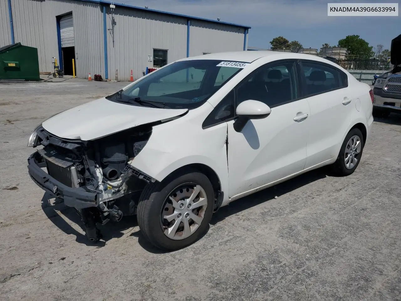 2016 Kia Rio Lx VIN: KNADM4A39G6633994 Lot: 51813455