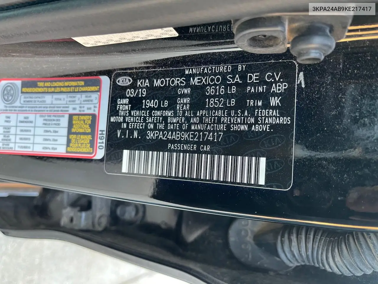 2019 Kia Rio S VIN: 3KPA24AB9KE217417 Lot: 57188205