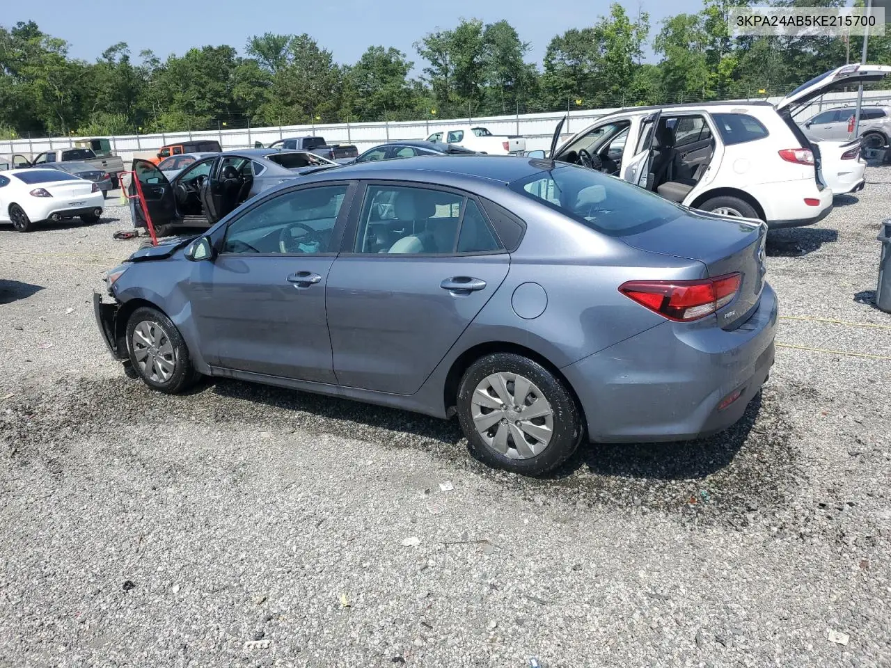 2019 Kia Rio S VIN: 3KPA24AB5KE215700 Lot: 61982575