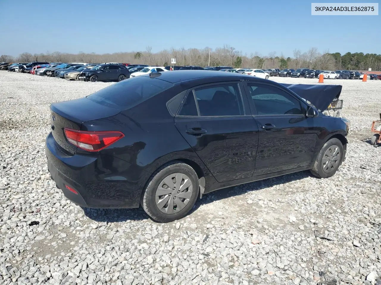2020 Kia Rio Lx VIN: 3KPA24AD3LE362875 Lot: 48912735