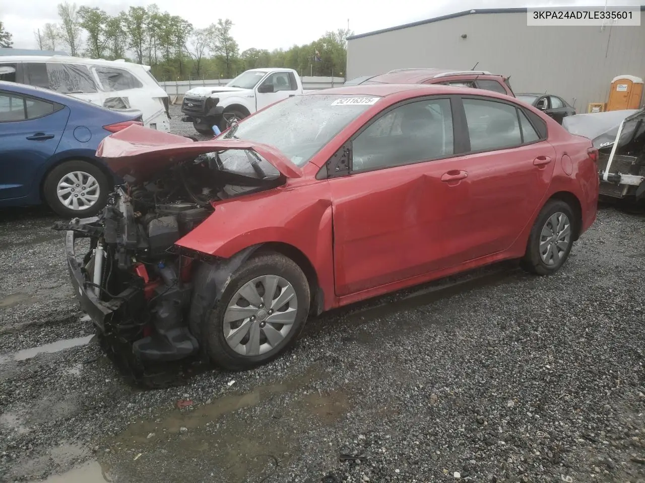 2020 Kia Rio Lx VIN: 3KPA24AD7LE335601 Lot: 52116375