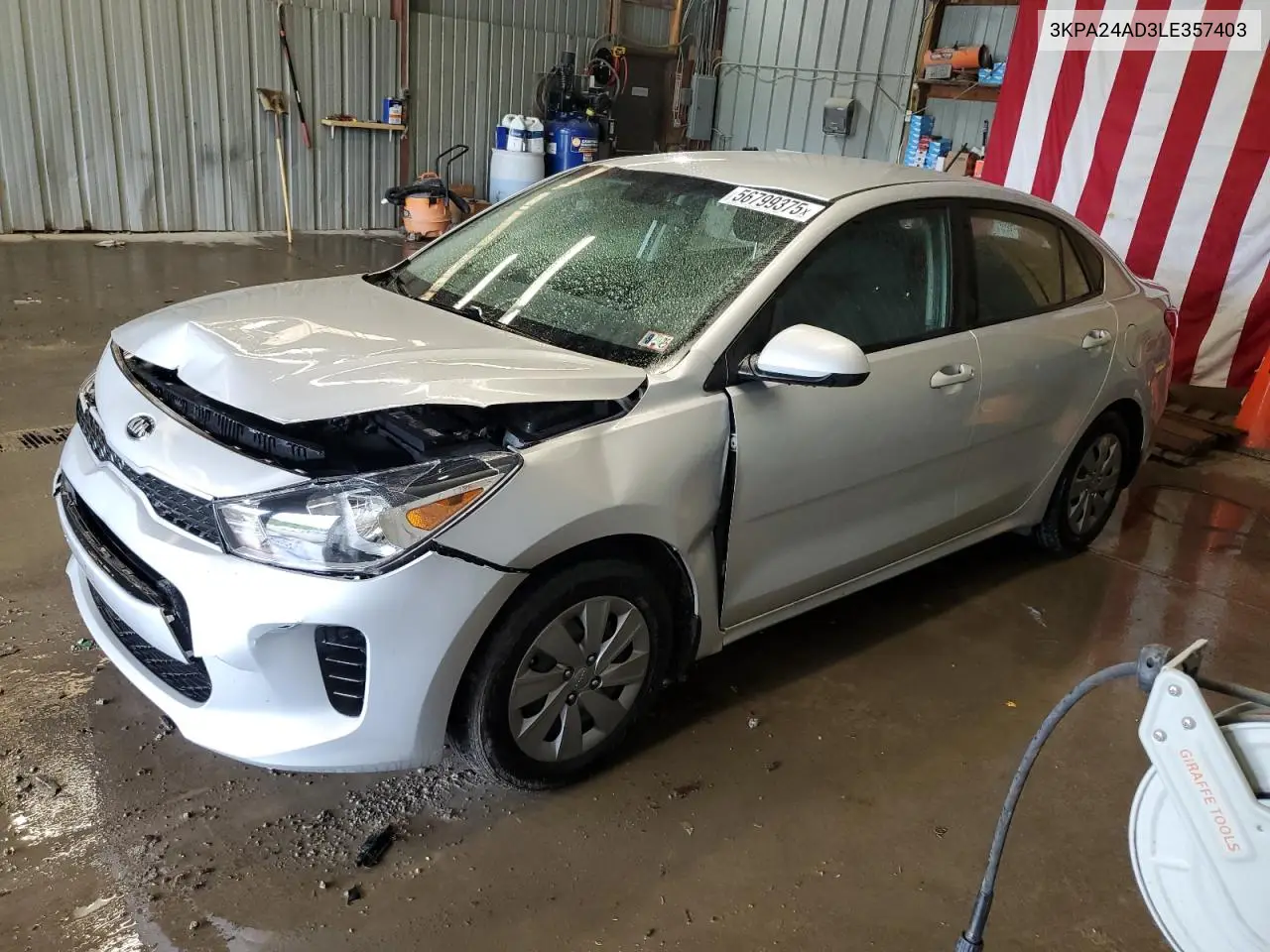 2020 Kia Rio Lx VIN: 3KPA24AD3LE357403 Lot: 56799375