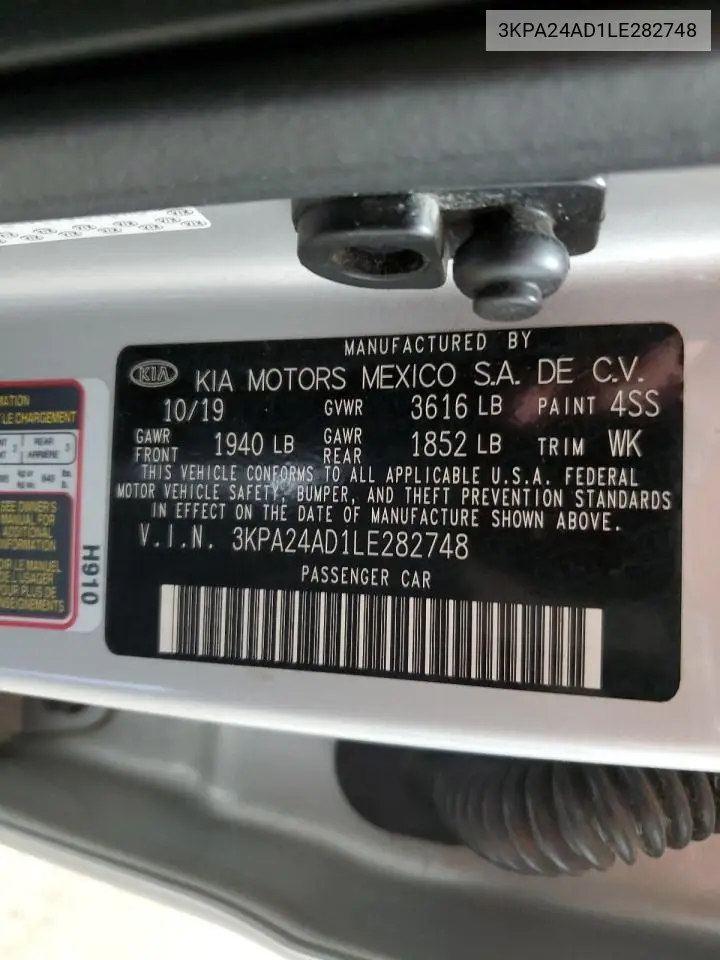 2020 Kia Rio Lx VIN: 3KPA24AD1LE282748 Lot: 56904045