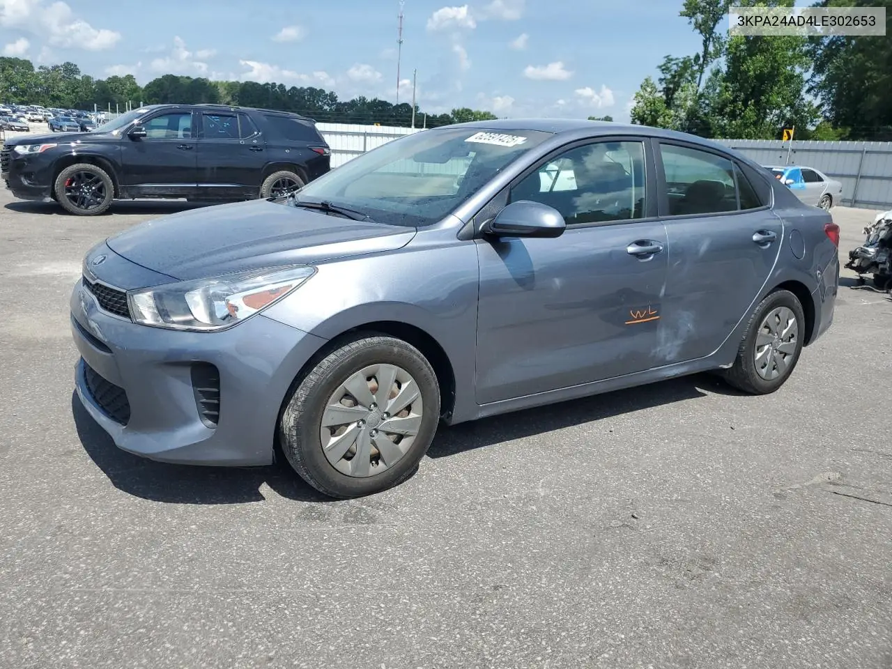 2020 Kia Rio Lx VIN: 3KPA24AD4LE302653 Lot: 62591425
