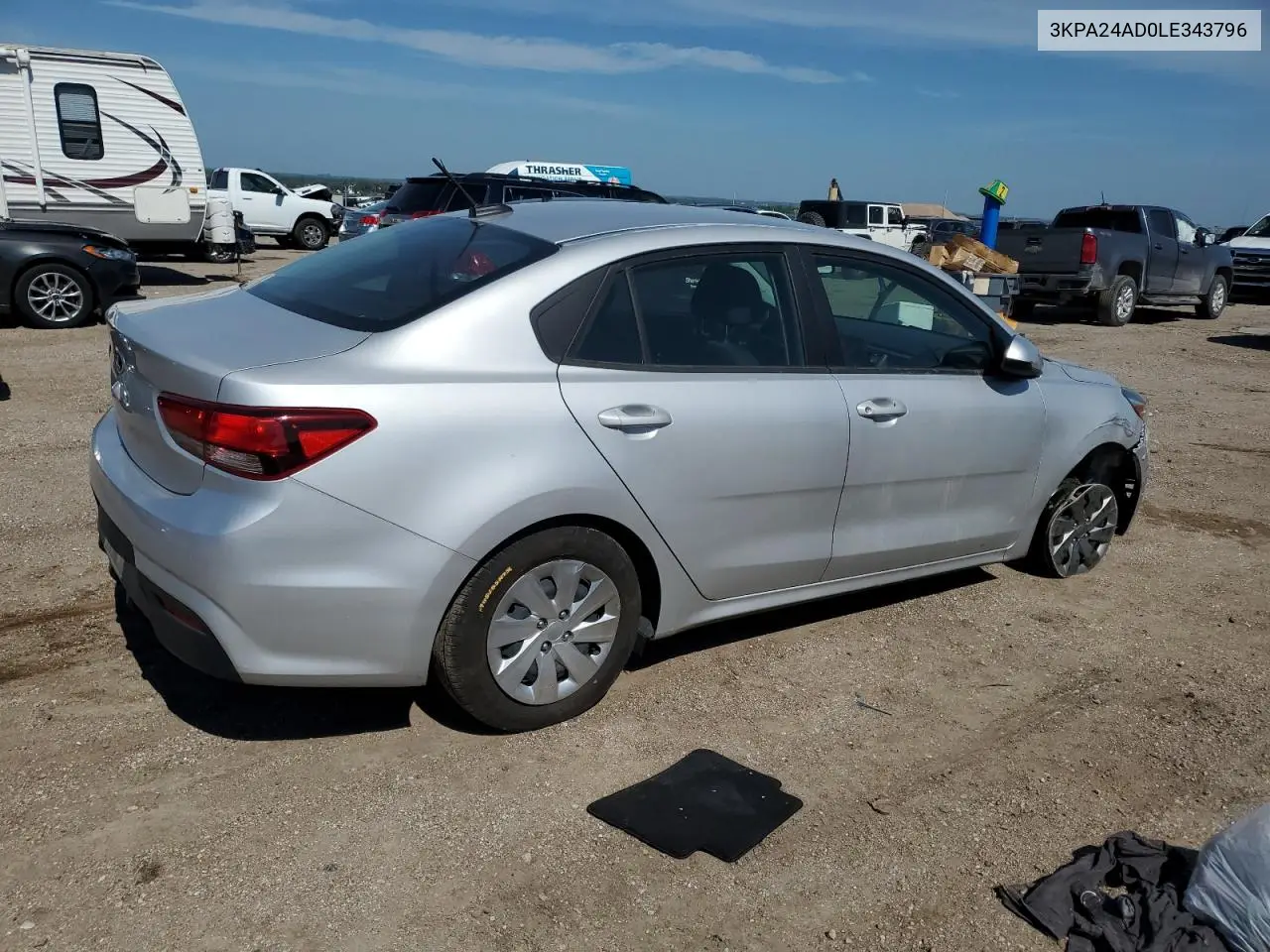 2020 Kia Rio Lx VIN: 3KPA24AD0LE343796 Lot: 64660085