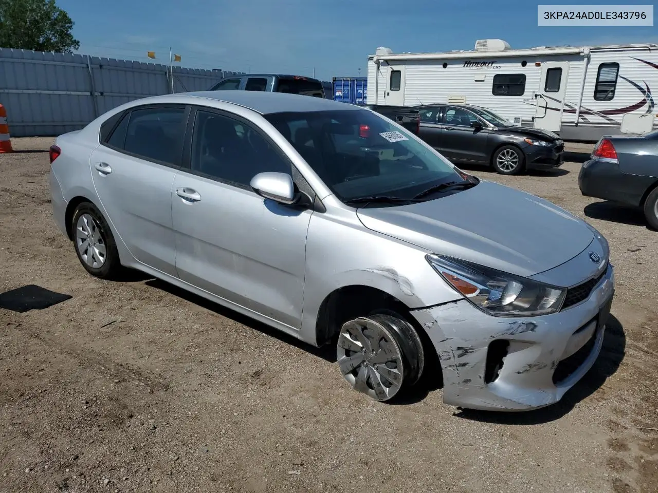 2020 Kia Rio Lx VIN: 3KPA24AD0LE343796 Lot: 64660085