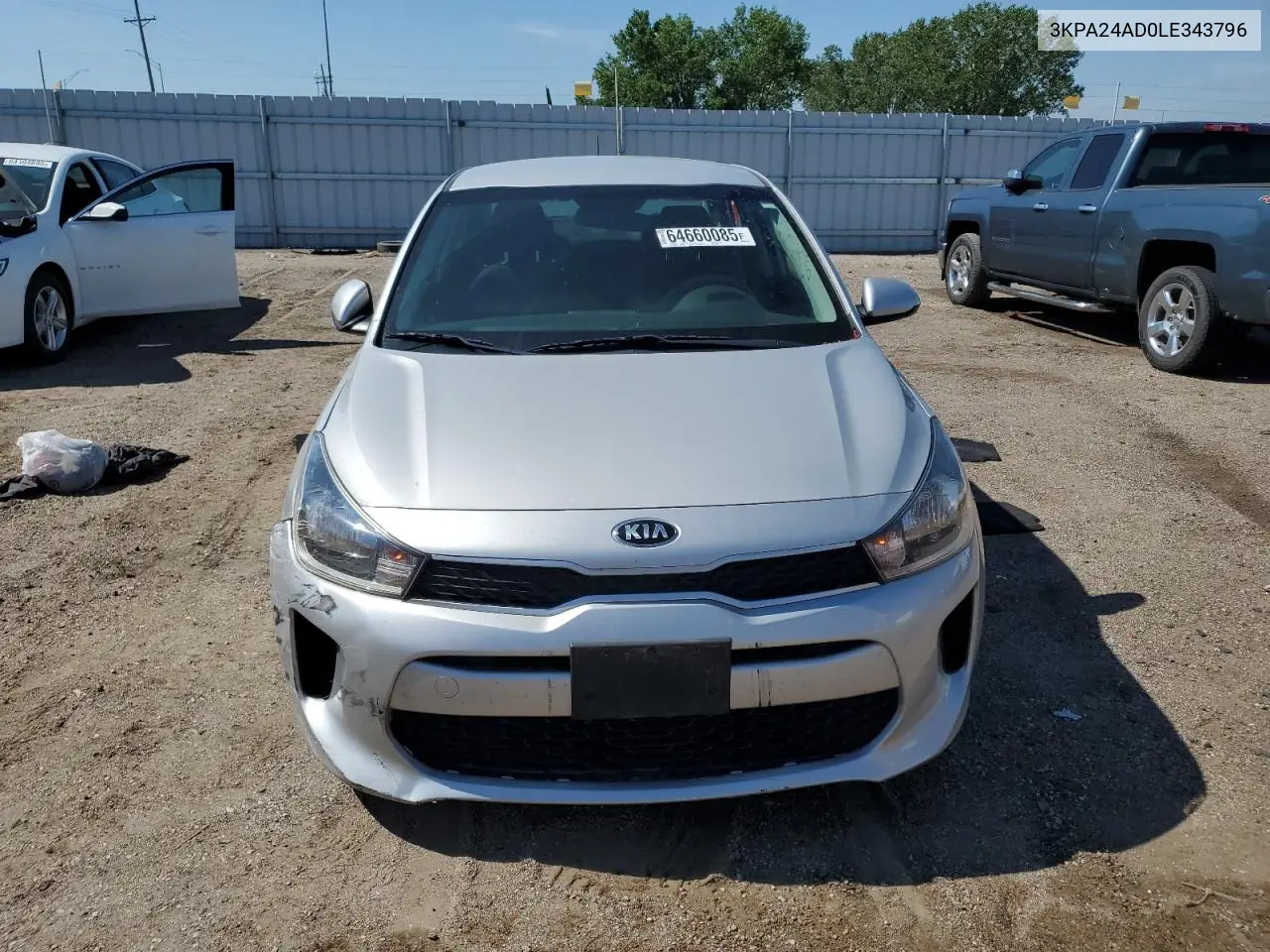 2020 Kia Rio Lx VIN: 3KPA24AD0LE343796 Lot: 64660085
