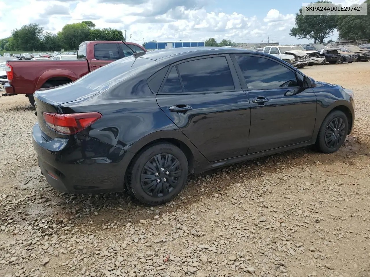 2020 Kia Rio Lx VIN: 3KPA24AD0LE297421 Lot: 65566815