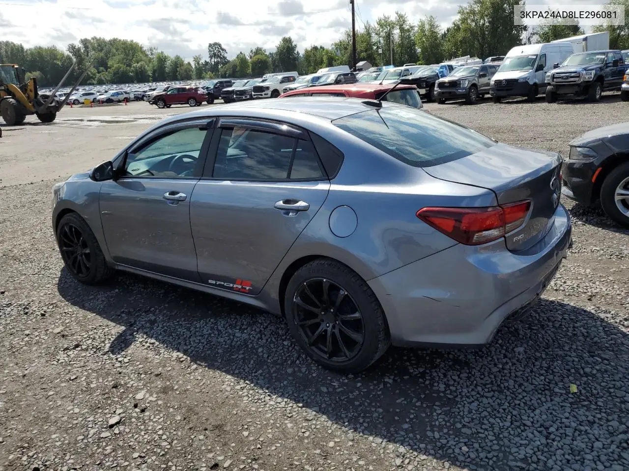 2020 Kia Rio Lx VIN: 3KPA24AD8LE296081 Lot: 65712865