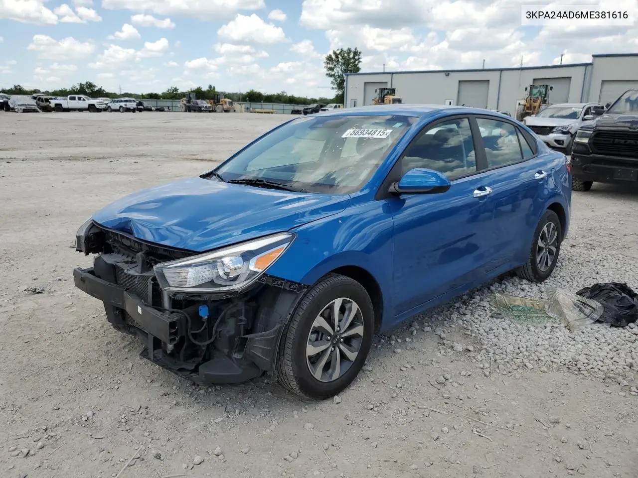 2021 Kia Rio Lx VIN: 3KPA24AD6ME381616 Lot: 56934815