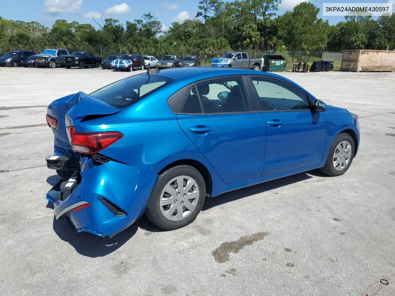 2021 Kia Rio Lx VIN: 3KPA24AD0ME430597 Lot: 62787305