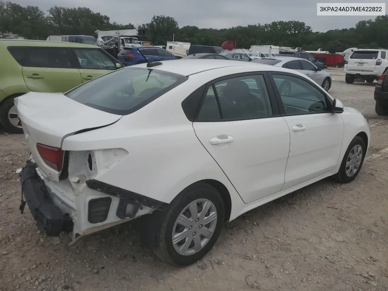 2021 Kia Rio Lx VIN: 3KPA24AD7ME422822 Lot: 64636415