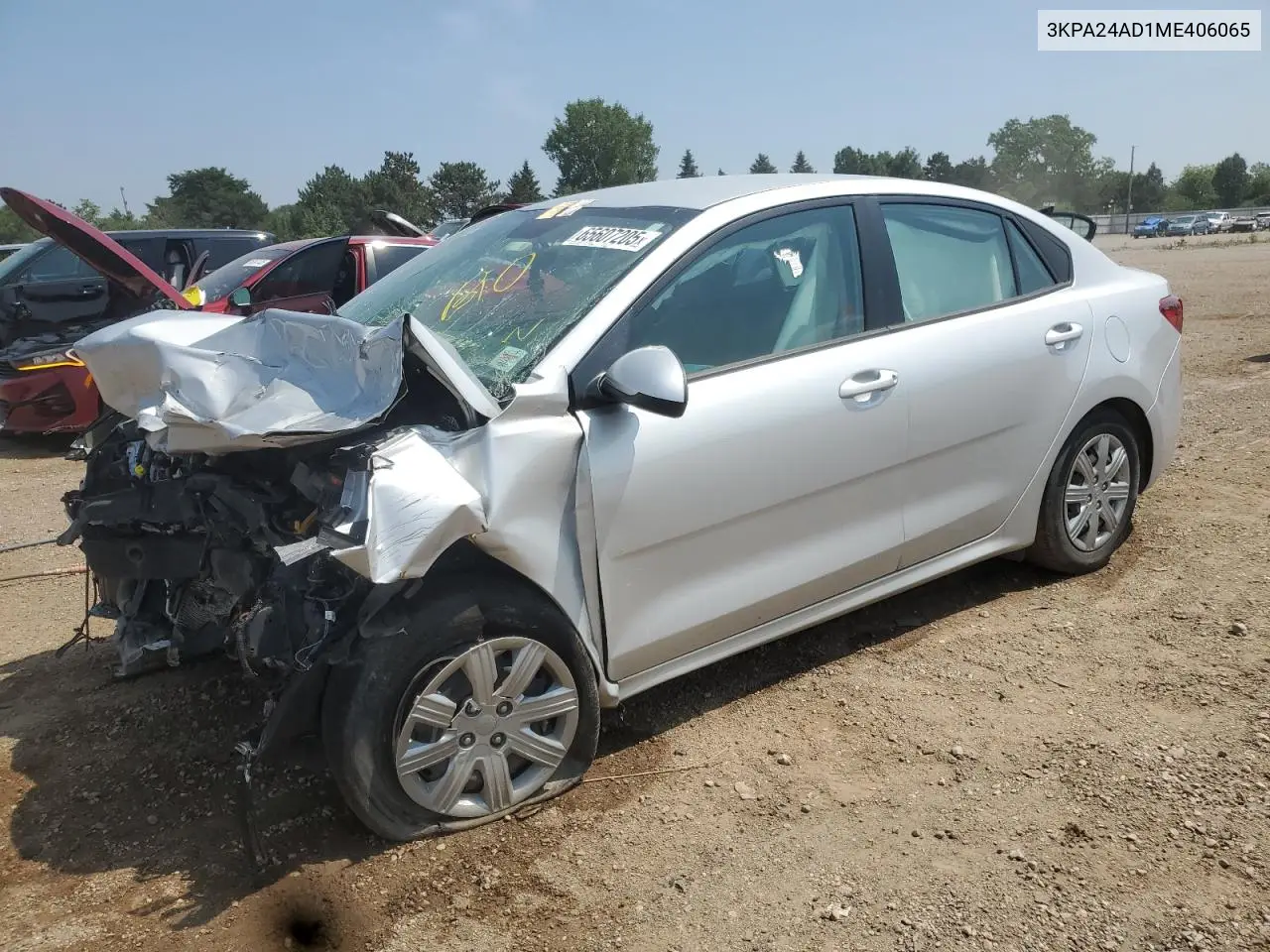 2021 Kia Rio Lx VIN: 3KPA24AD1ME406065 Lot: 65607205