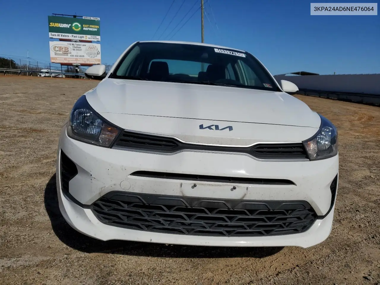 2022 Kia Rio Lx VIN: 3KPA24AD6NE476064 Lot: 45397765