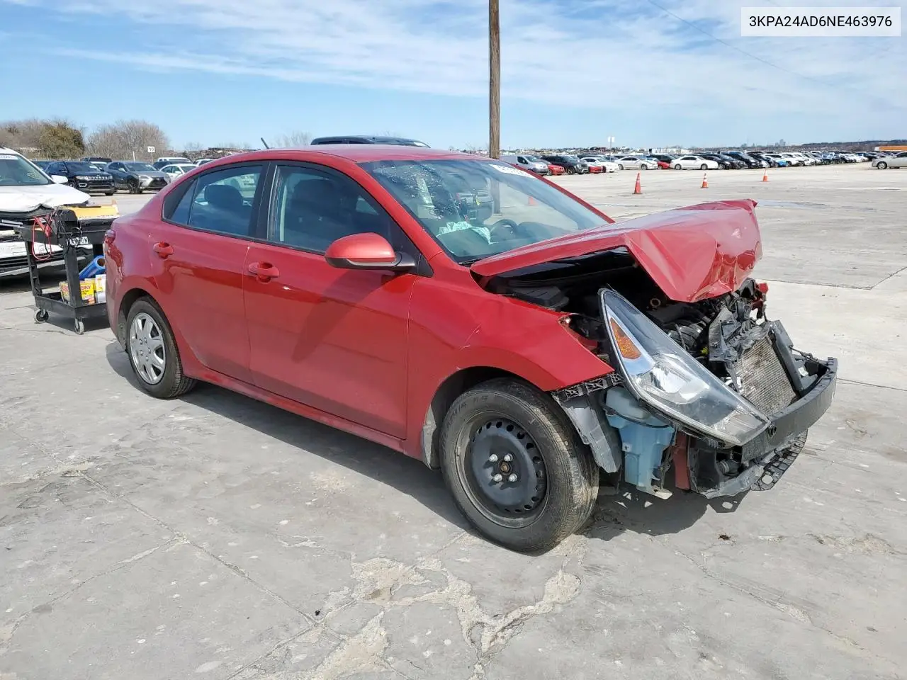 2022 Kia Rio Lx VIN: 3KPA24AD6NE463976 Lot: 47316585
