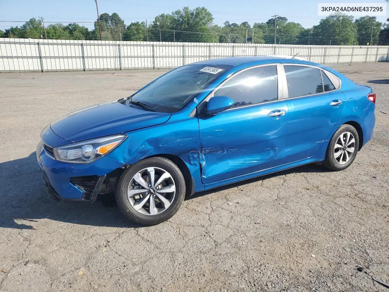 2022 Kia Rio Lx VIN: 3KPA24AD6NE437295 Lot: 52041905