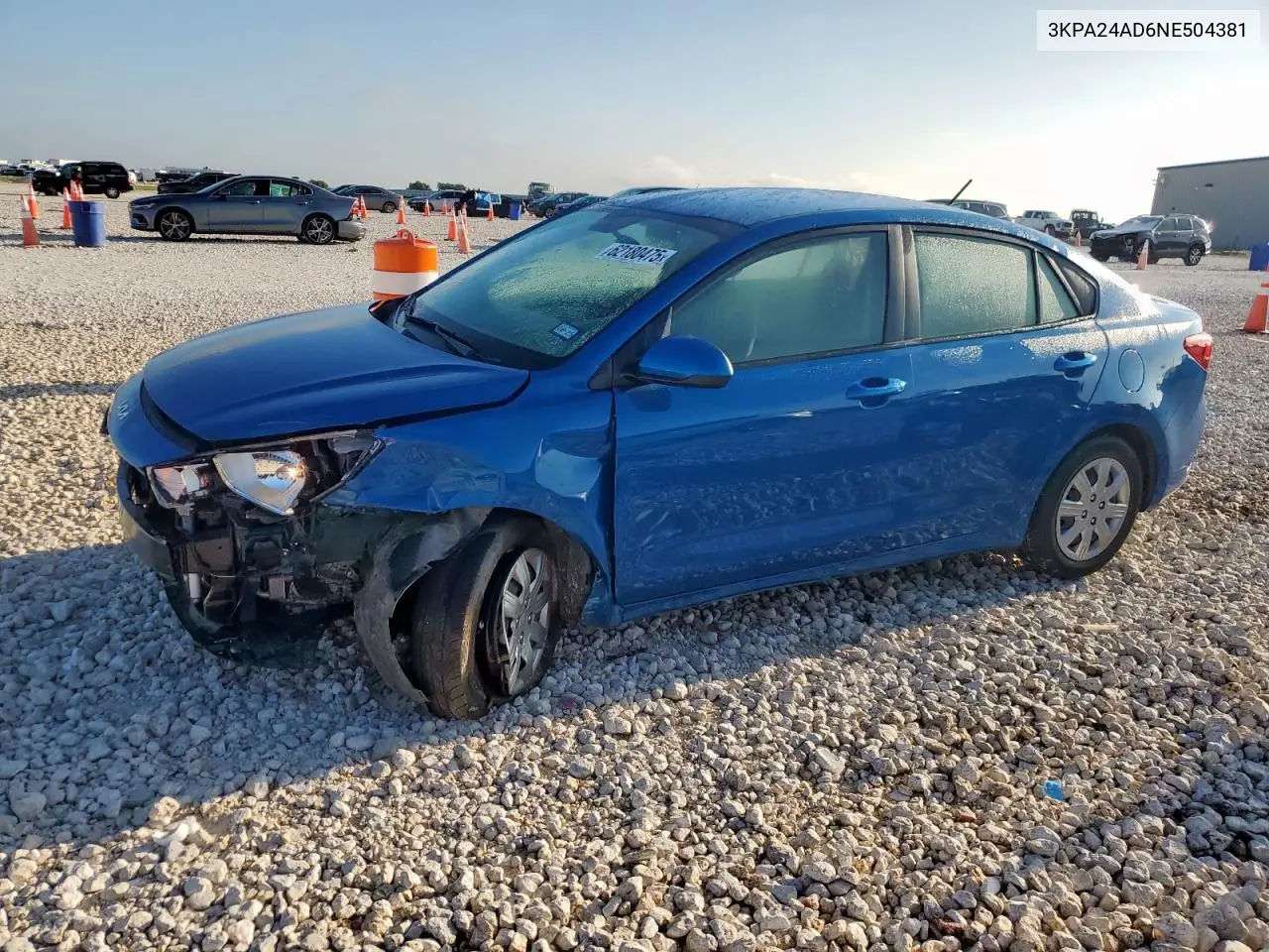 2022 Kia Rio Lx VIN: 3KPA24AD6NE504381 Lot: 62180475