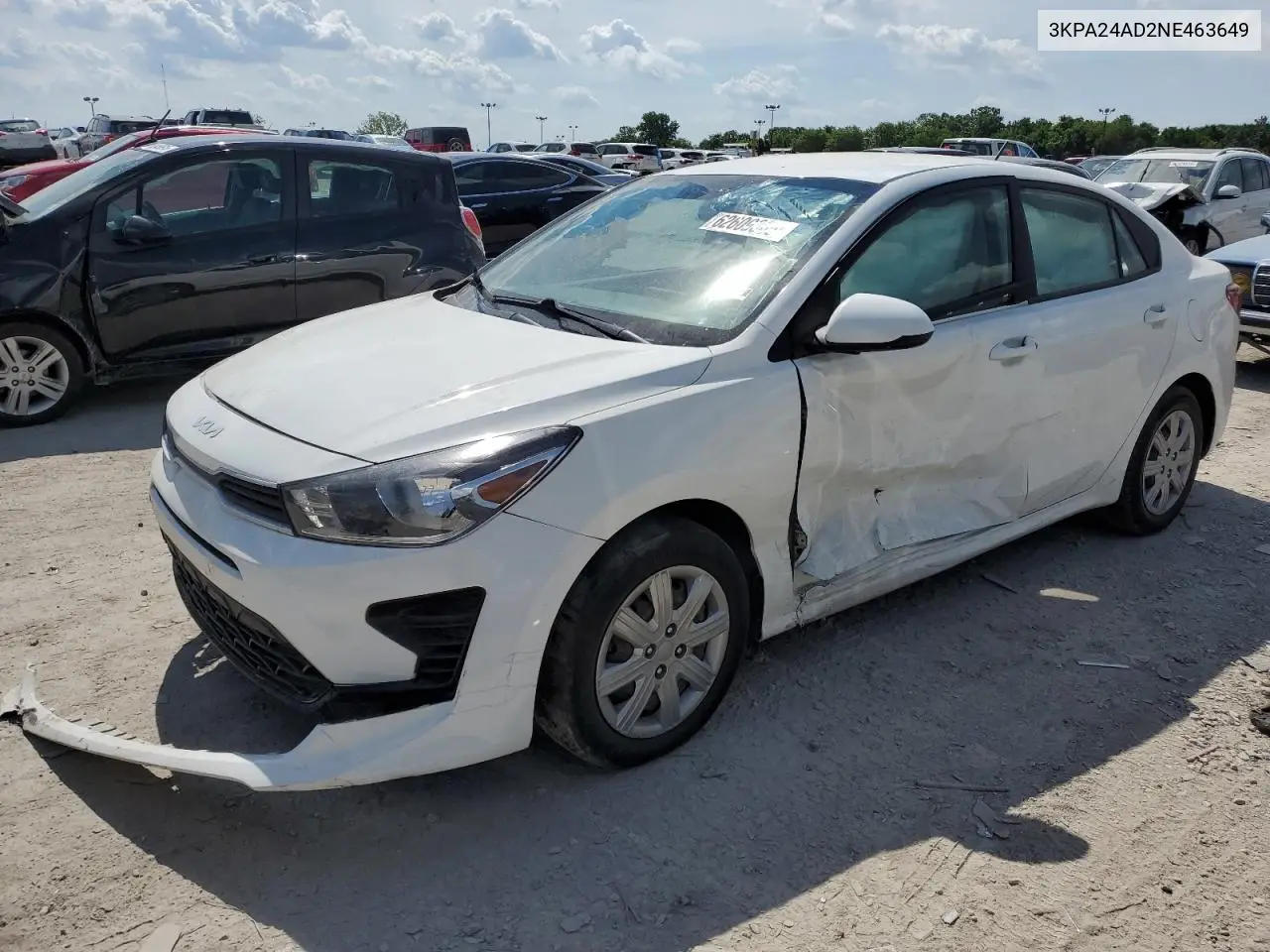 2022 Kia Rio Lx VIN: 3KPA24AD2NE463649 Lot: 62609865