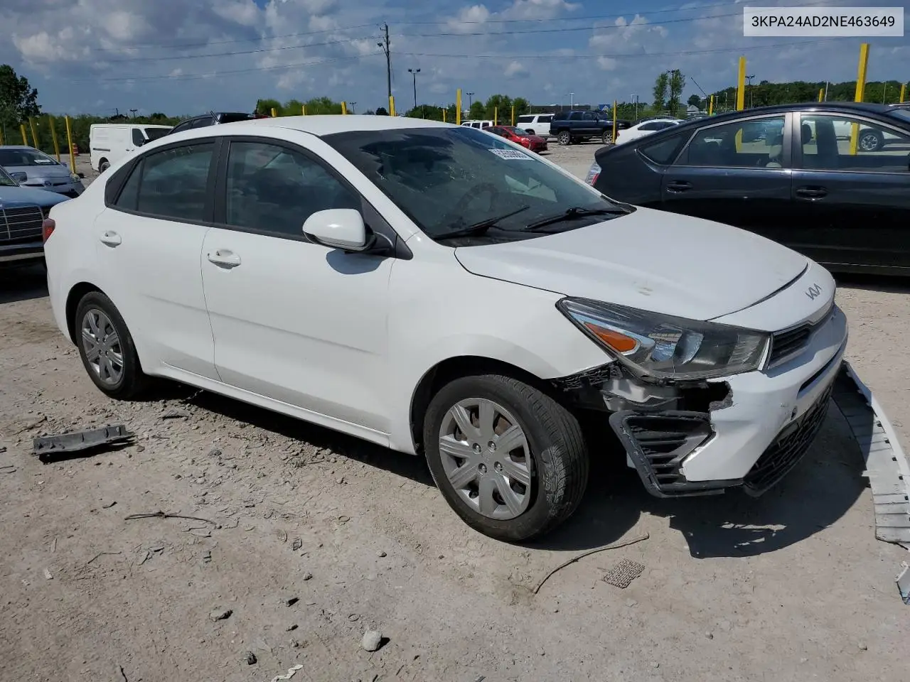 2022 Kia Rio Lx VIN: 3KPA24AD2NE463649 Lot: 62609865