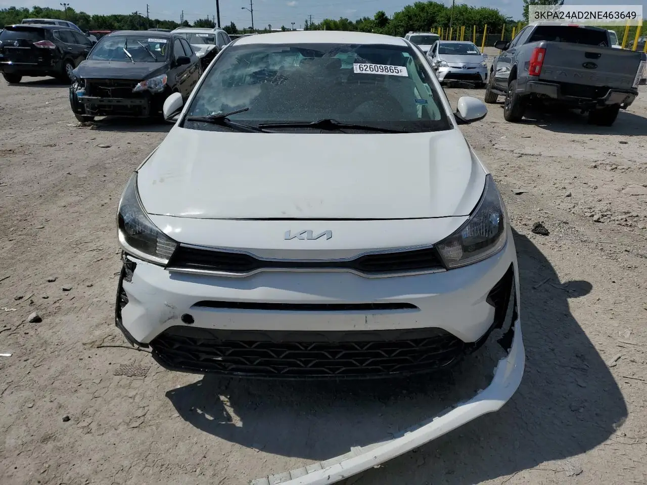 2022 Kia Rio Lx VIN: 3KPA24AD2NE463649 Lot: 62609865