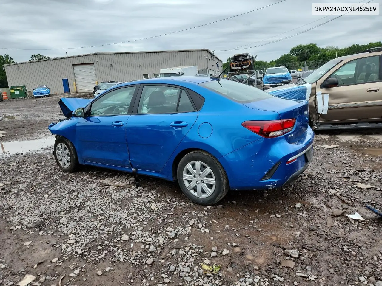 2022 Kia Rio Lx VIN: 3KPA24ADXNE452589 Lot: 62651305