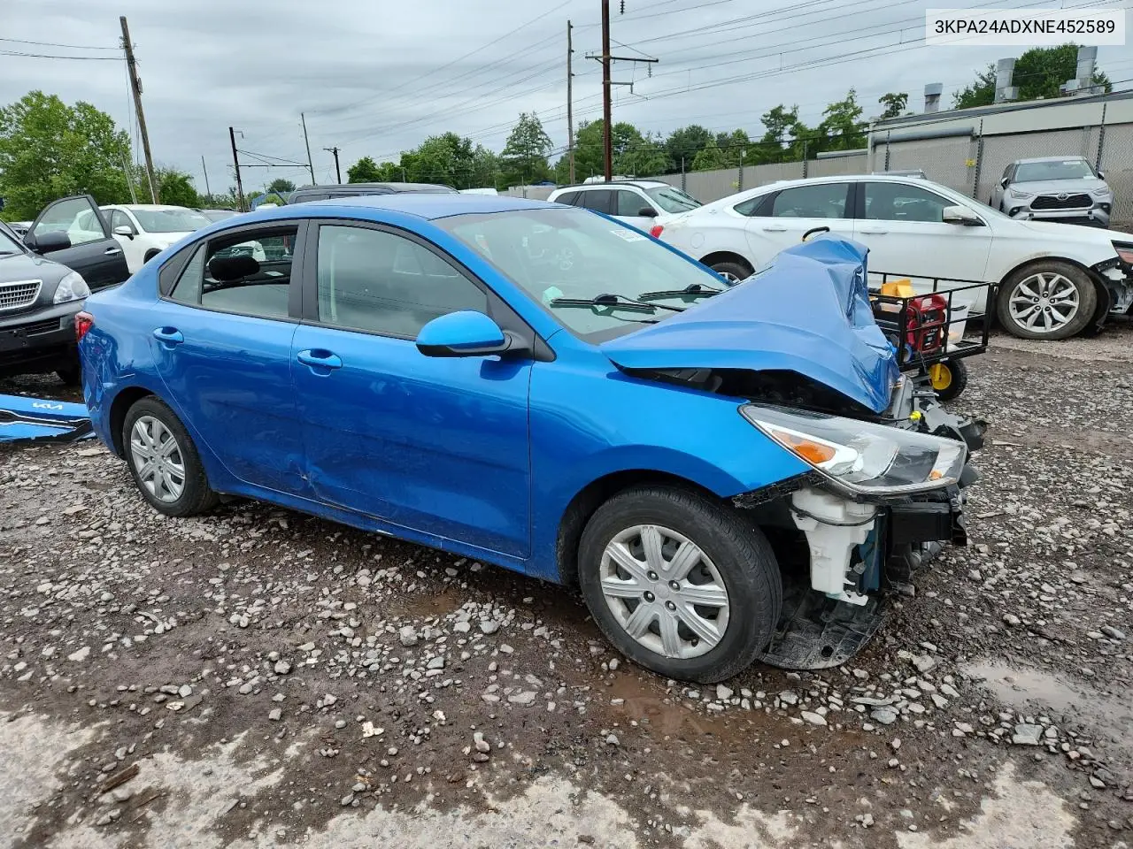 2022 Kia Rio Lx VIN: 3KPA24ADXNE452589 Lot: 62651305