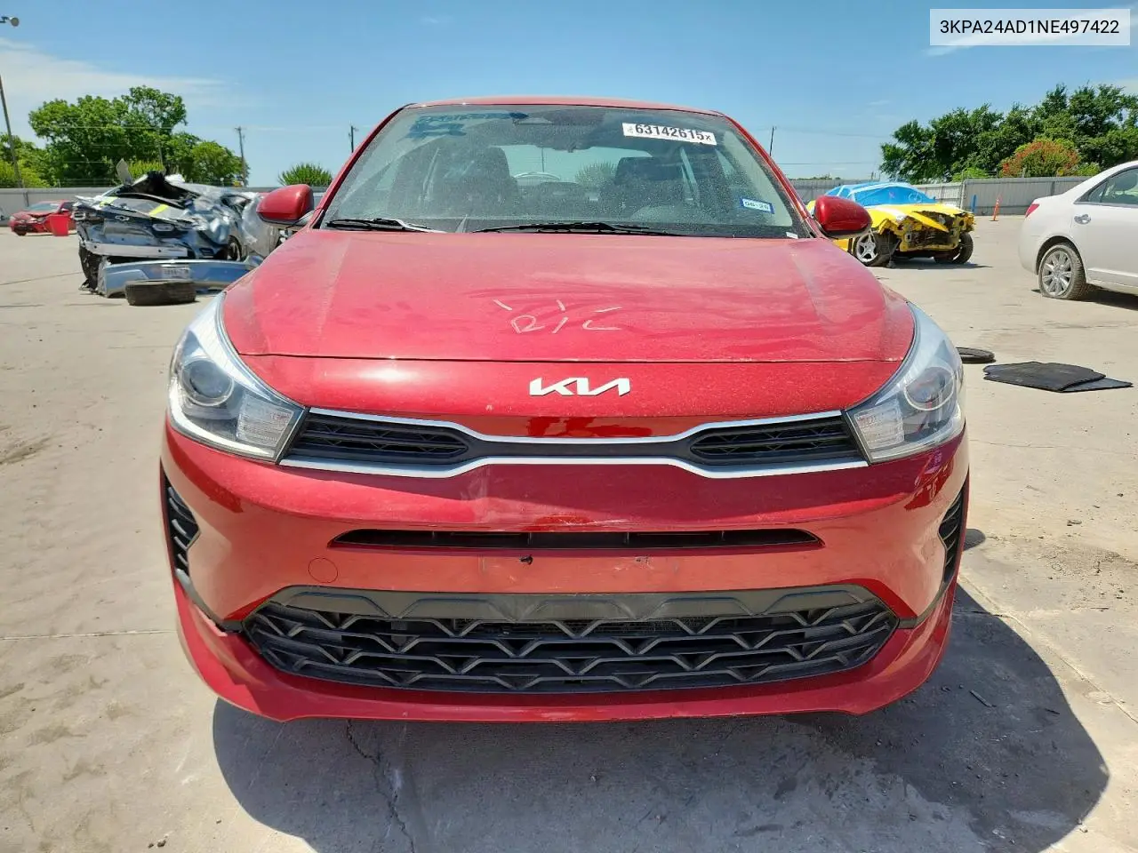 2022 Kia Rio Lx VIN: 3KPA24AD1NE497422 Lot: 63142615