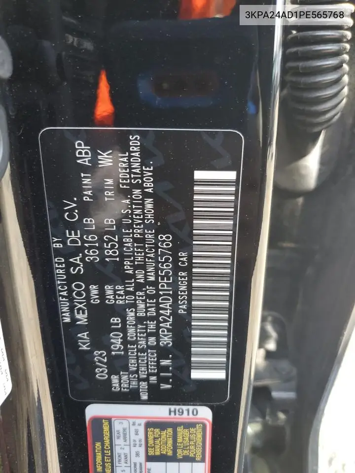 2023 Kia Rio Lx VIN: 3KPA24AD1PE565768 Lot: 62164815