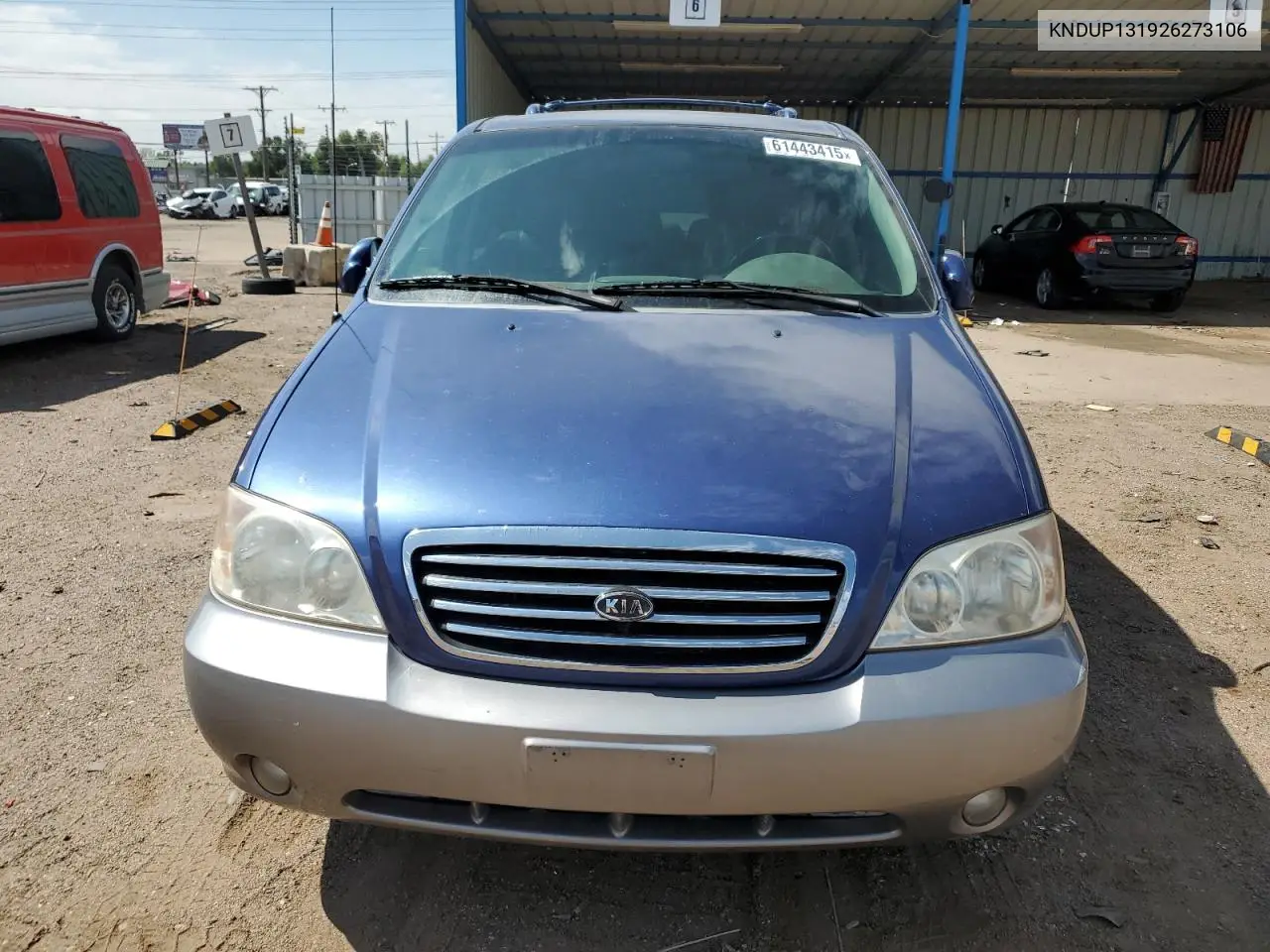 2002 Kia Sedona Ex VIN: KNDUP131926273106 Lot: 61443415