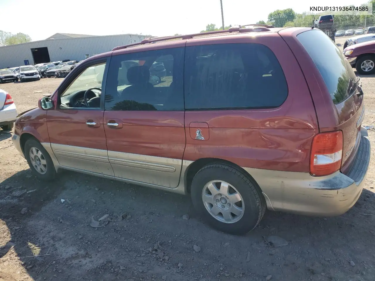 2003 Kia Sedona Ex VIN: KNDUP131936474585 Lot: 56096985
