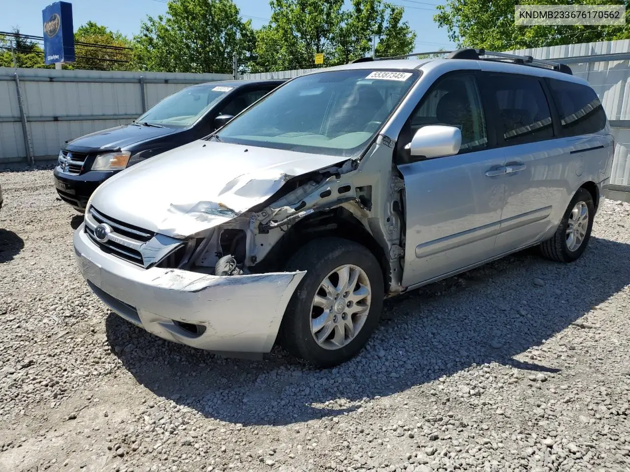 2007 Kia Sedona Ex VIN: KNDMB233676170562 Lot: 55387345