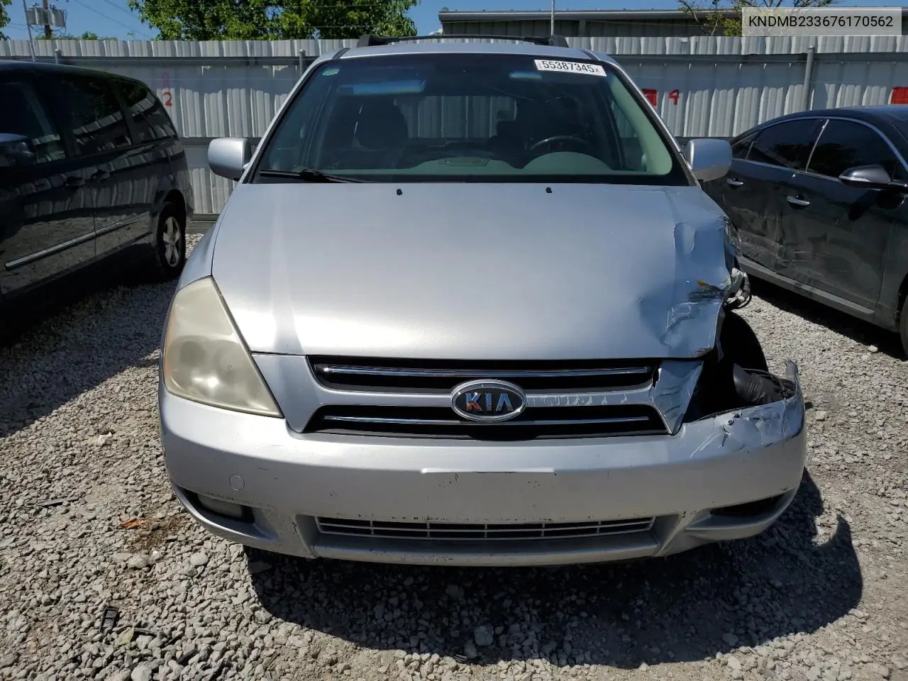 2007 Kia Sedona Ex VIN: KNDMB233676170562 Lot: 55387345