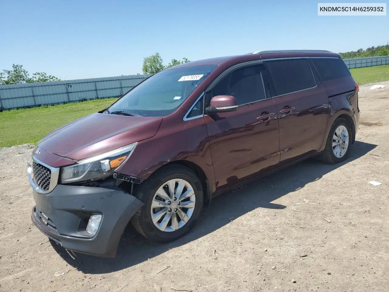 2017 Kia Sedona Ex VIN: KNDMC5C14H6259352 Lot: 52179055
